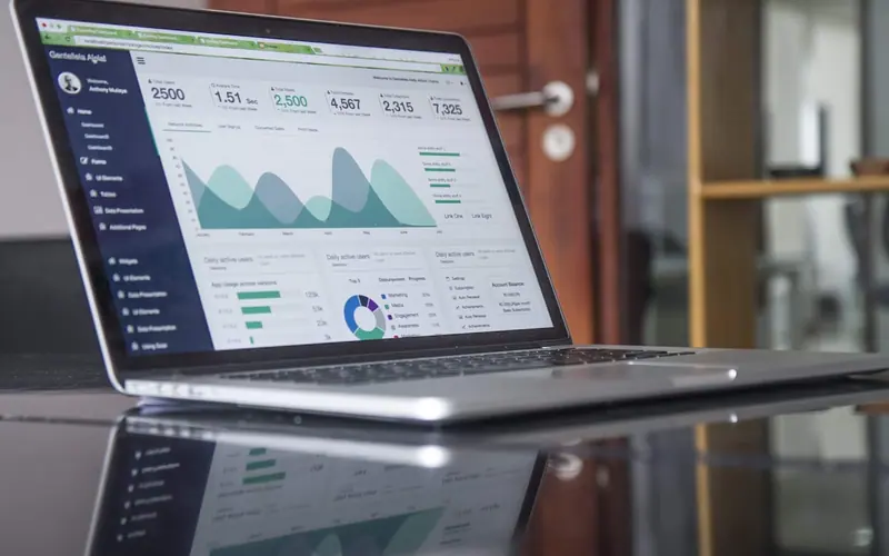 Analytics dashboard open on a laptop